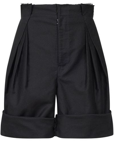 Maison Margiela Pleat-detailing Cotton Shorts - Black
