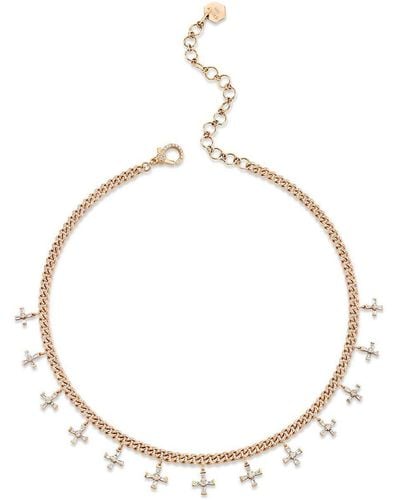 SHAY 18kt Rose Gold Diamond Baby Don't Cross Me Link Necklace - Metallic