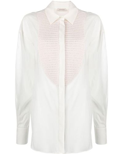 The Mannei Tebulos Knitted-panel Shirt - White