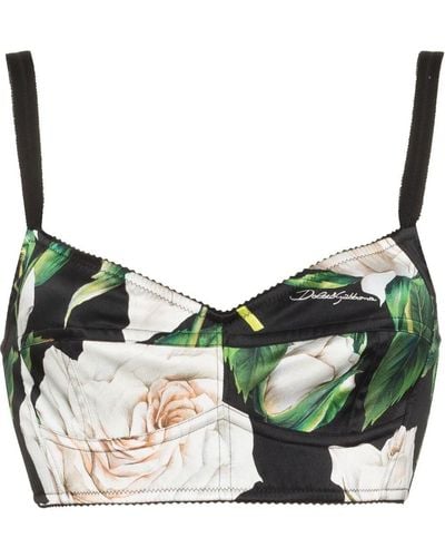 Dolce & Gabbana Rose-print Bralette - Green