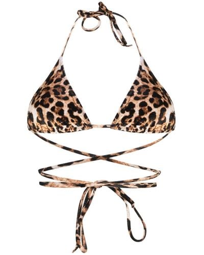 Vetements Haut de bikini à imprimé léopard - Marron
