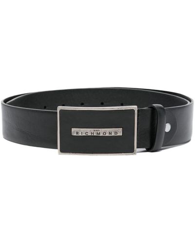 John Richmond Logo-buckle Leather Belt - Black