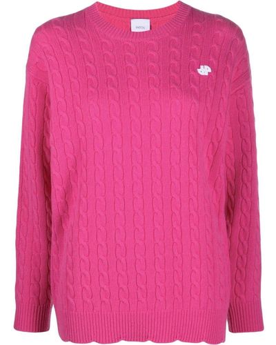 Patou Logo-motif Cable-knit Jumper - Pink