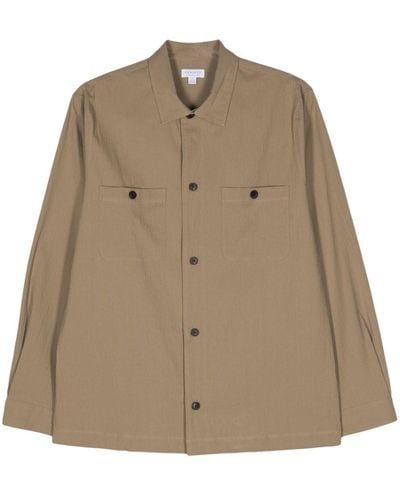 Sunspel Textured-finish Shirt - Natural