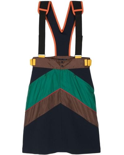 Kolor Colour-block dungaree dress - Vert