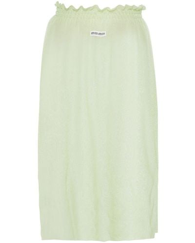 Miu Miu Intarsia-logo Semi-sheer Skirt - Green