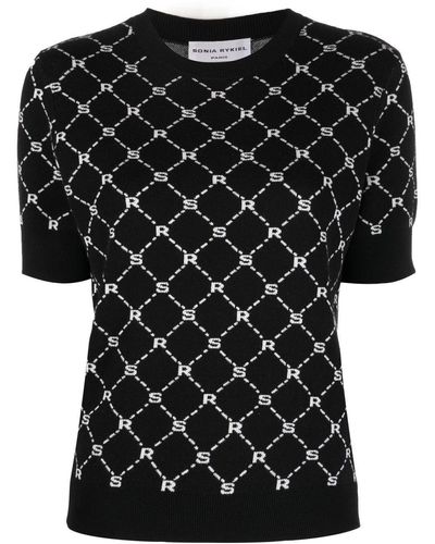 Sonia Rykiel Monogram-pattern Knitted Top - Black