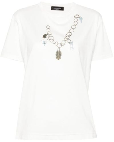 Fabiana Filippi T-Shirt mit Halsketten-Print - Weiß