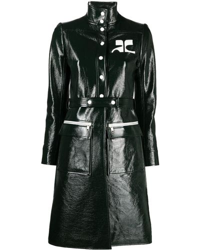Courreges Logo Patch Belted Coat - Green
