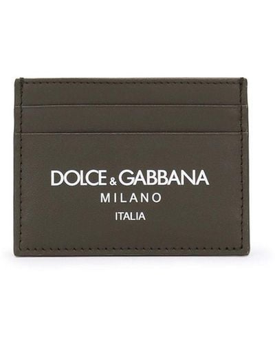Dolce & Gabbana Logo-print Leather Cardholder - Grey