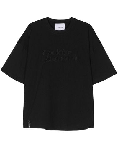 John Richmond T-shirt Met Geborduurde Tekst - Zwart
