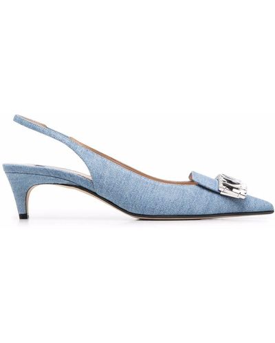 Sergio Rossi Buckle-detail Pointed Court Shoes - Blue