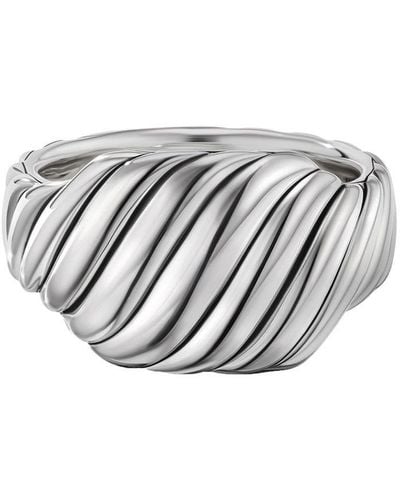 David Yurman Anello Sculpted Cable Contour in argento sterling - Bianco