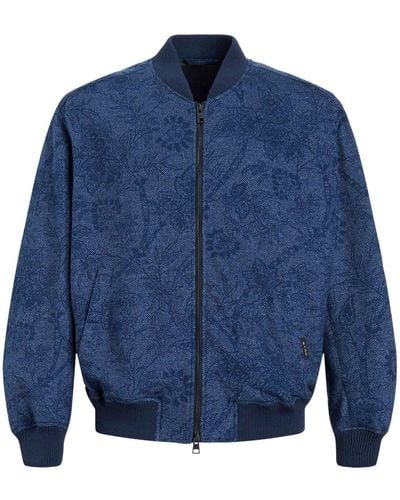 Etro Floral-print Bomber Jacket - Blue