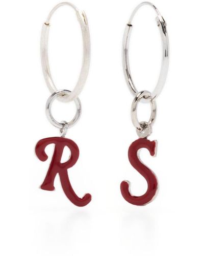 Raf Simons Logo-charm Hoop Earrings - White