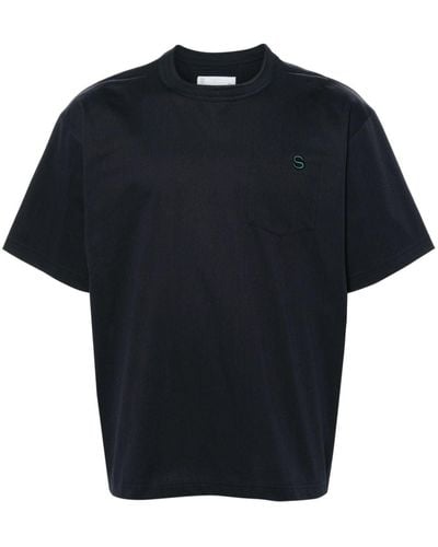 Sacai Logo-embroidered Cotton T-shirt - Black