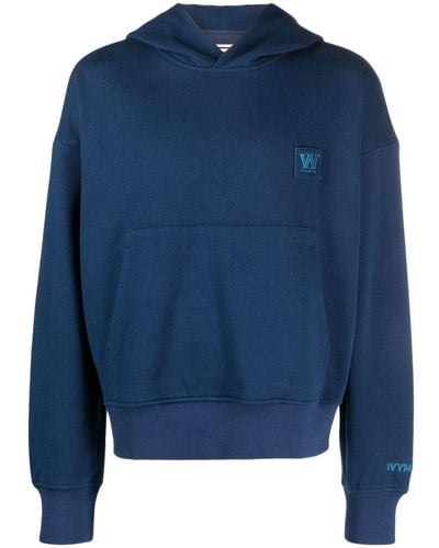 WOOYOUNGMI Embroidered-logo Cotton Hoodie - Blue
