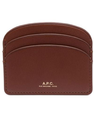 A.P.C. Demi-lune Leather Cardholder - Brown