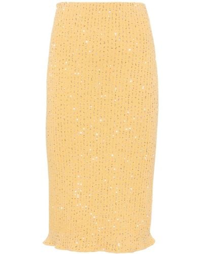 Fabiana Filippi Sequin-embellished Knitted Skirt - Yellow