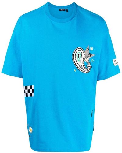 FIVE CM Embroidered Cotton T-shirt - Blue