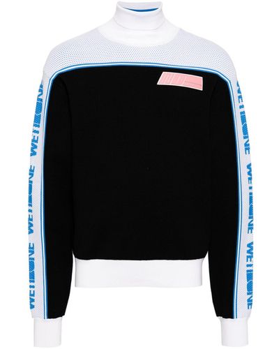 we11done Roll-neck Mesh-panelled Sweatshirt - Black