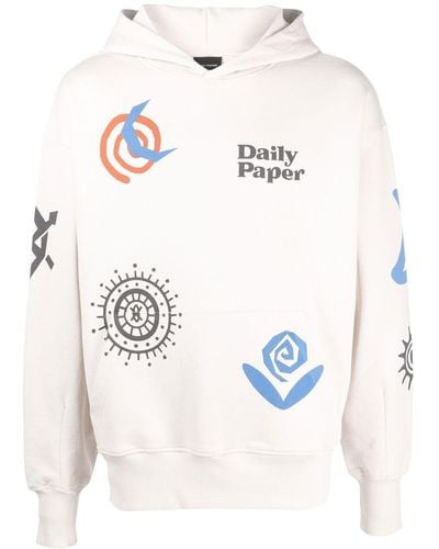 Daily Paper Graphic-print Cotton Hoodie - Blue
