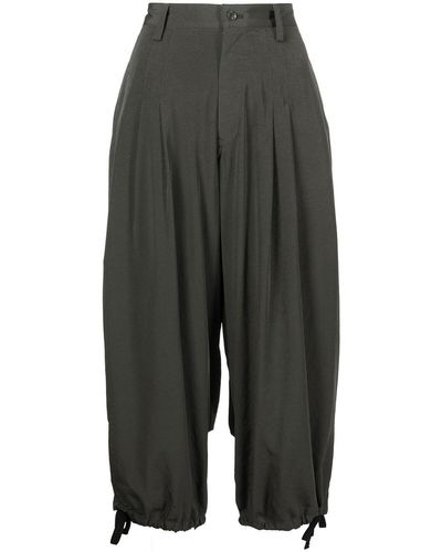 Y's Yohji Yamamoto High-waisted Drop-crotch Trousers - Green