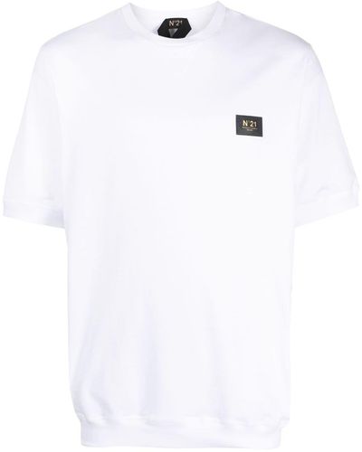 N°21 T-shirt en coton à patch logo - Blanc