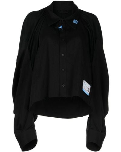 Maison Mihara Yasuhiro Logo-patches Panelled Cotton Shirt - Black