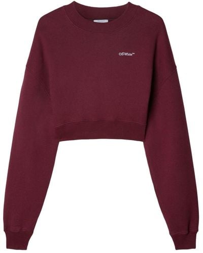 Off-White c/o Virgil Abloh Logo-embroidered Cropped Sweatshirt - Purple