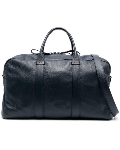 Doucal's Leather Weekend Bag - Blue