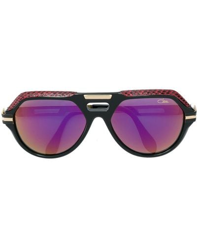 Cazal Leather Detail Oversize Sunglasses - Zwart