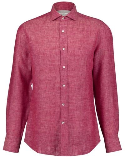 Brunello Cucinelli Long-sleeve Linen Shirt - Pink