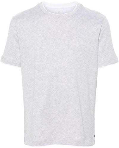 Eleventy T-shirt en coton à design superposé - Blanc
