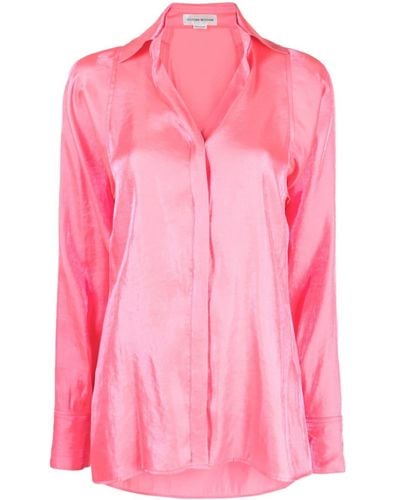 Victoria Beckham ドレープ サテンシャツ - ピンク