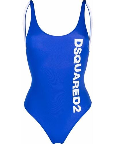 DSquared² Badeanzug mit Logo-Print - Blau