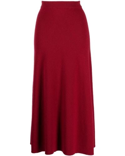 N.Peal Cashmere Organic Cashmere Ribbed Skirt - Red