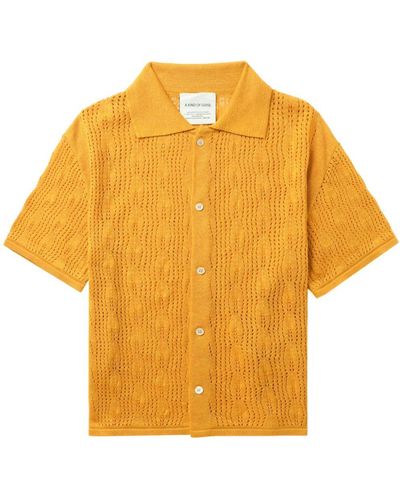 A Kind Of Guise Kadri Ajour-knit Linen-blend Shirt - Yellow