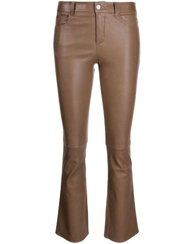 Stouls Dean 22 Leather Flared Trousers - Brown