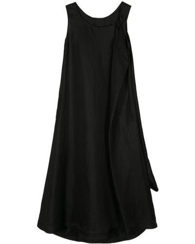 Yohji Yamamoto Robe drapée à design sans manches - Noir
