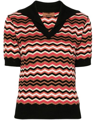 Missoni Zigzag-print Fine-knit Top - Red