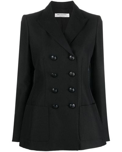 Philosophy Di Lorenzo Serafini Embossed-buttons Double-breasted Blazer - Black