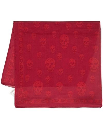 Alexander McQueen Skull-print Silk Scarf - Red