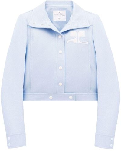Courreges ロゴパッチ シャツジャケット - ブルー