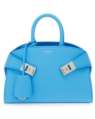 Ferragamo Mini Hug Leather Tote Bag - Blue