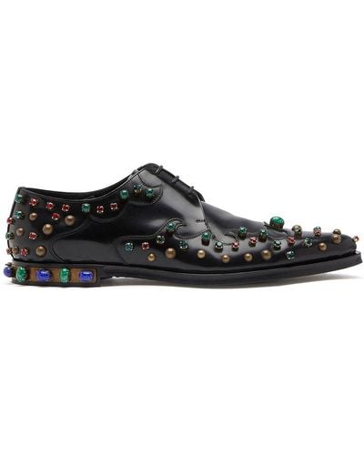 Dolce & Gabbana Crystal-embellished Derby Shoes - Black