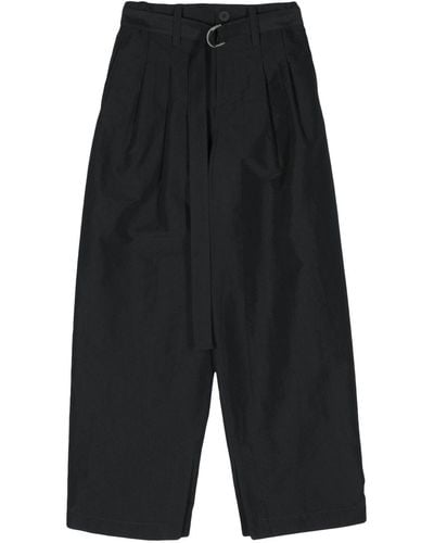 Issey Miyake Pantalon ample Enfold à taille haute - Noir