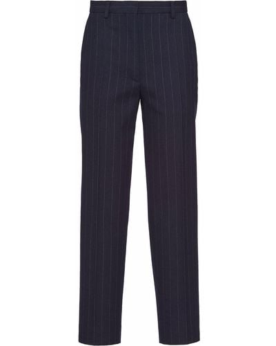 Prada Pantalon Met Krijtstreep - Blauw