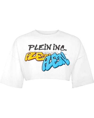 Philipp Plein Cropped Cotton T-shirt - Blue