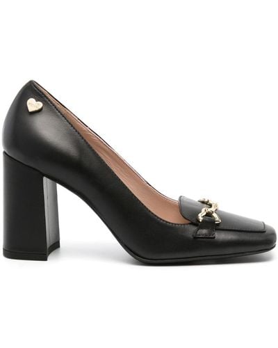 Love Moschino 85mm Square-toe Leather Pumps - Black